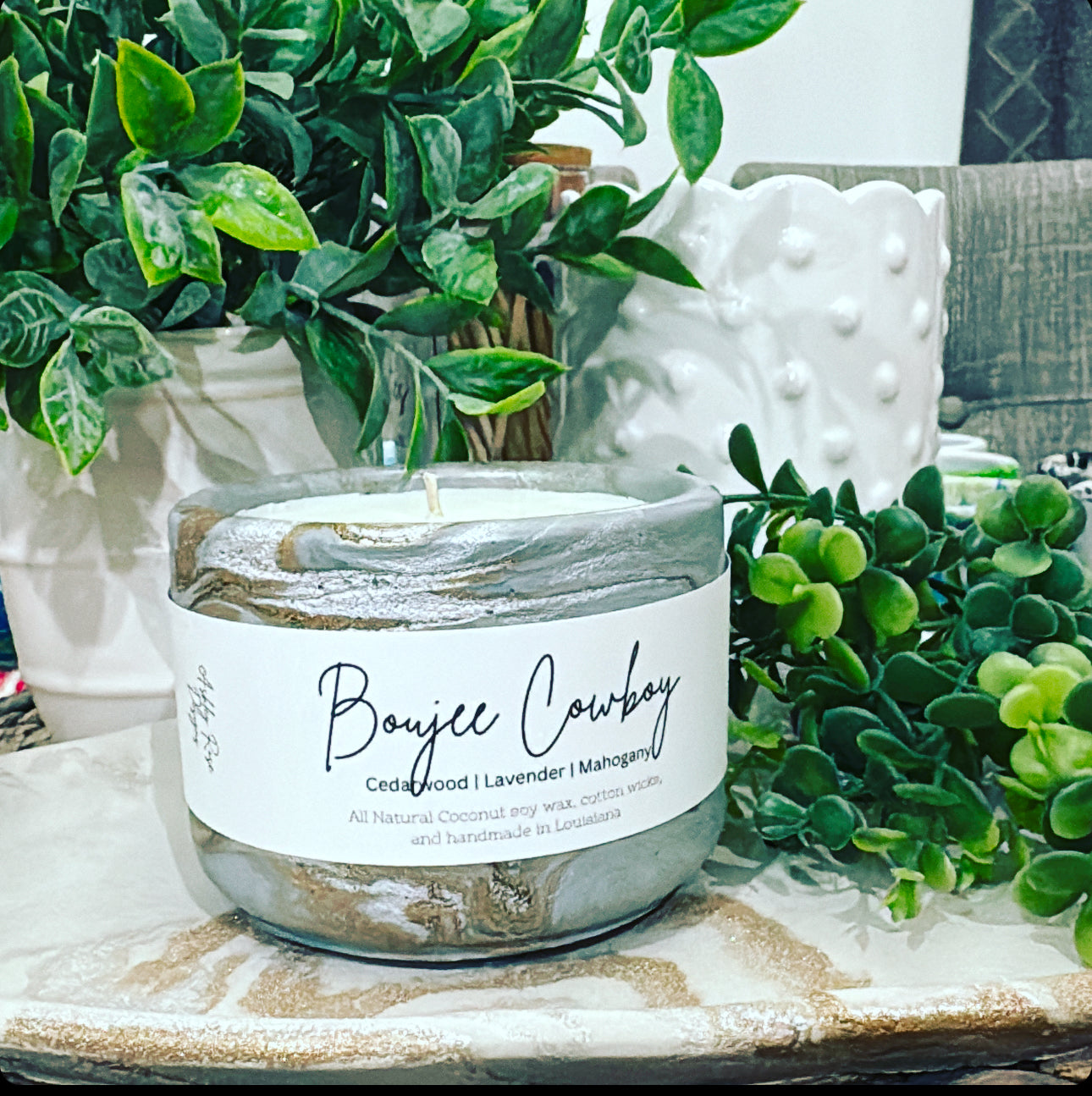 Boujee Cowboy-Concrete candle