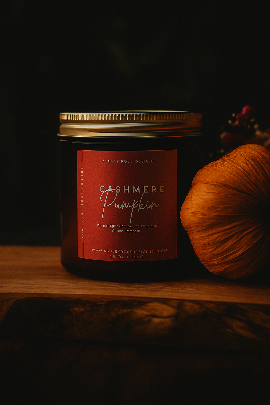 Cashmere Pumpkin Amber Glass Jar 16oz candle