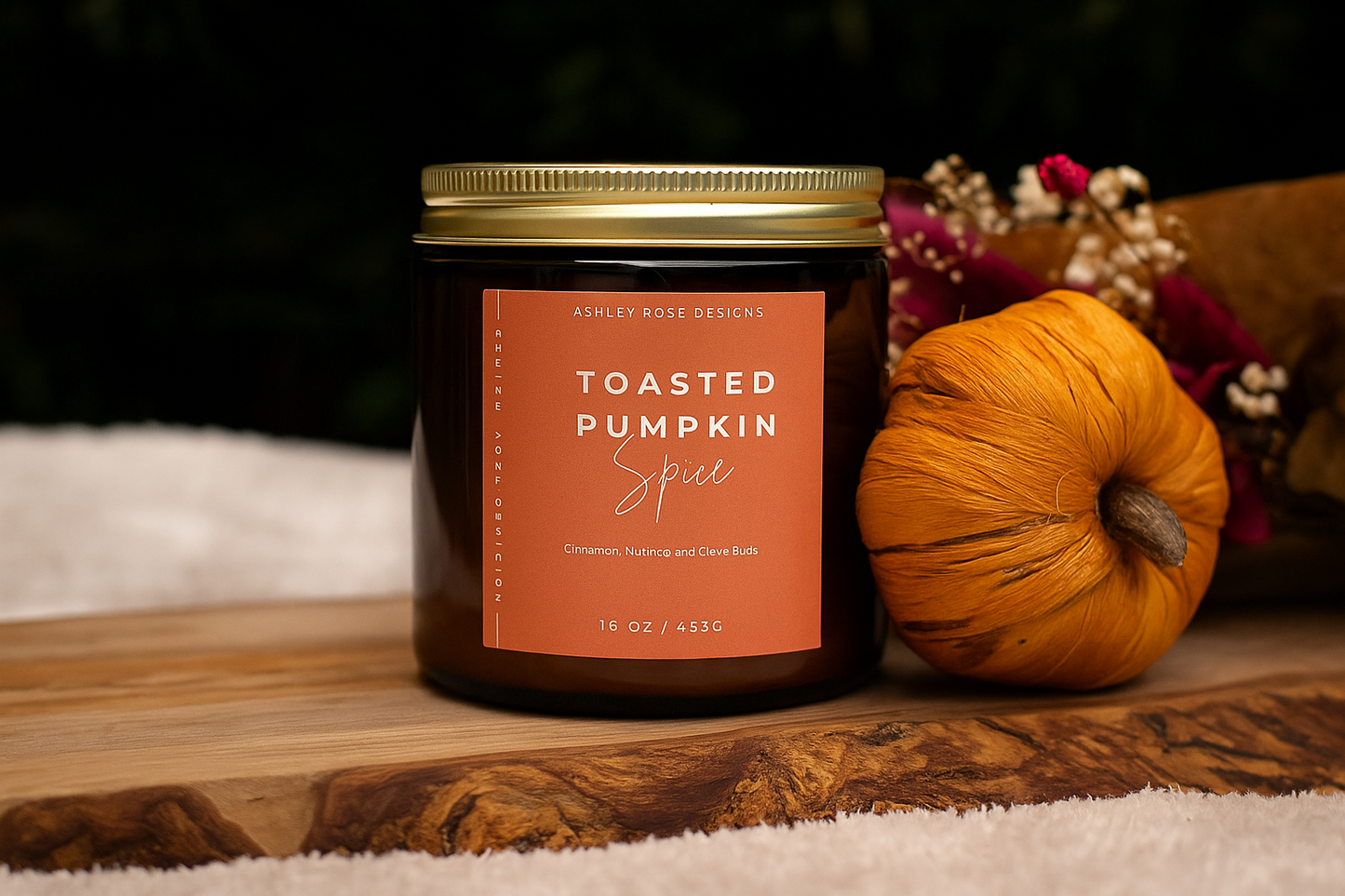 Toasted pumpkin spice -16 oz Amber jars