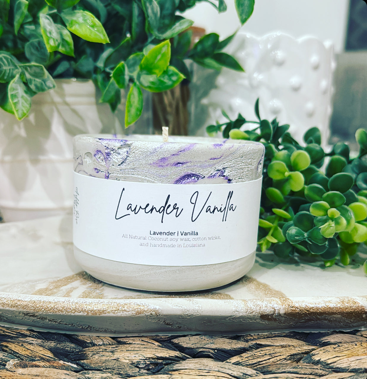 Lavender Vanilla scented concrete candle