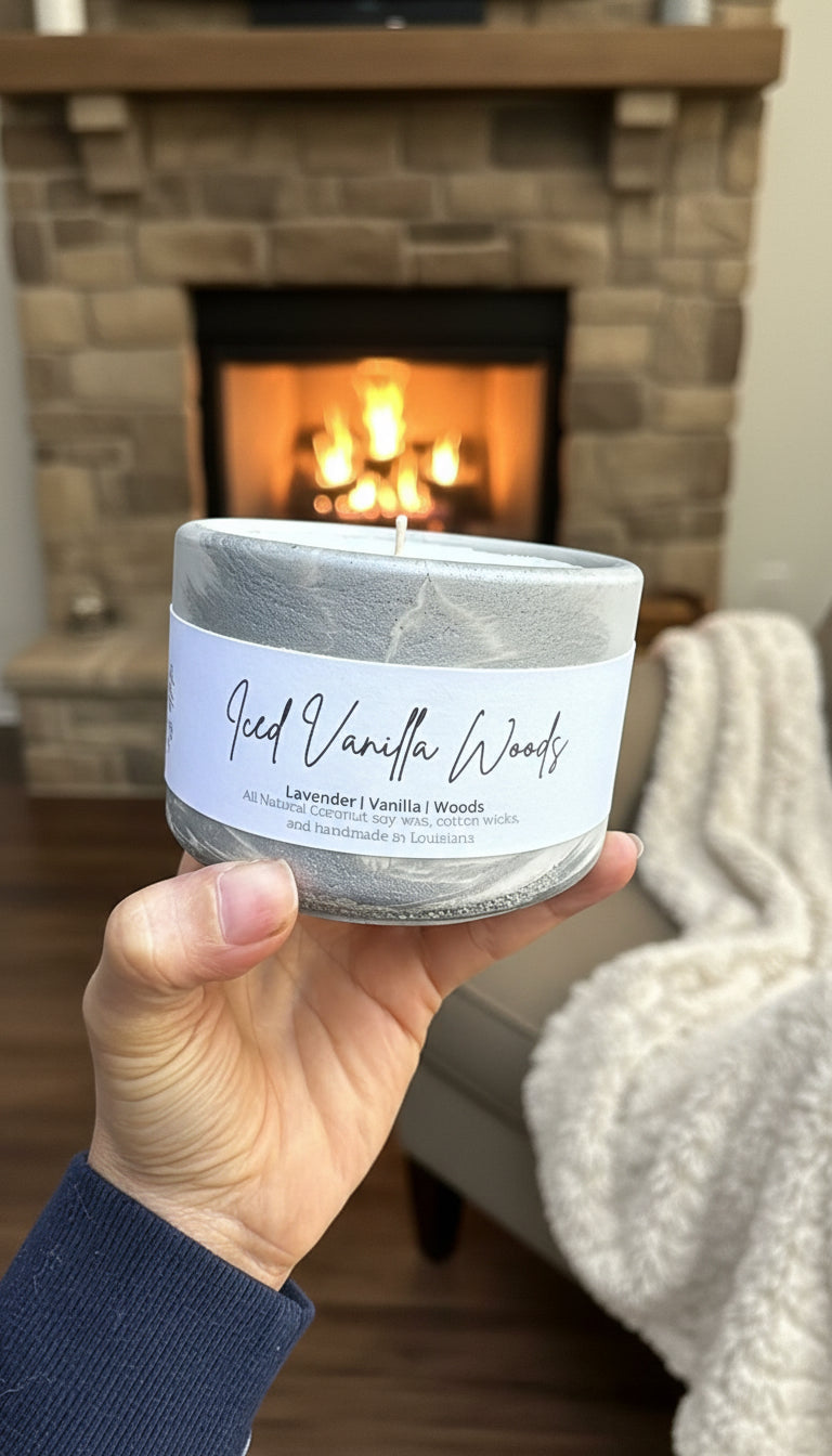 Iced Vanilla Woods-Concrete candle