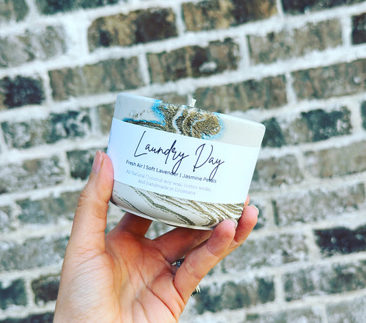 Laundry Day concrete candle