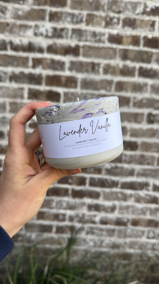 Lavender Vanilla scented concrete candle